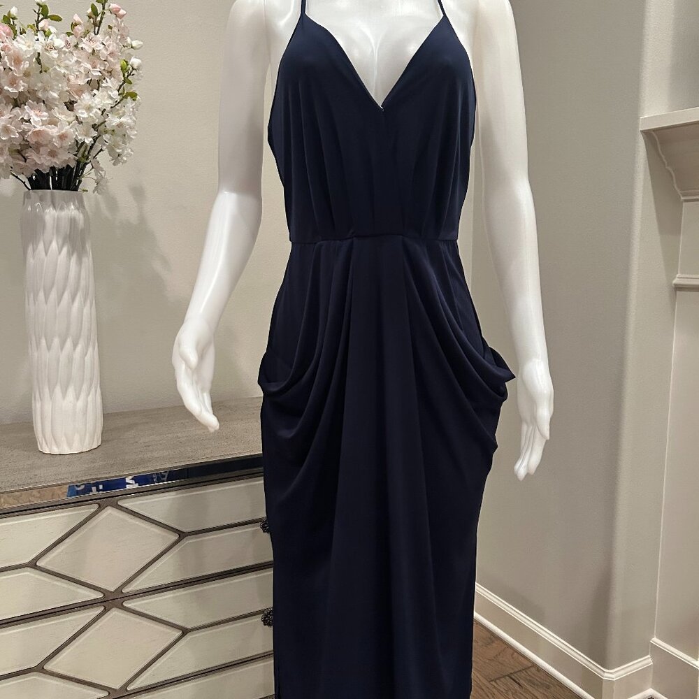 BCBGeneration Draped Midi Dress Navy